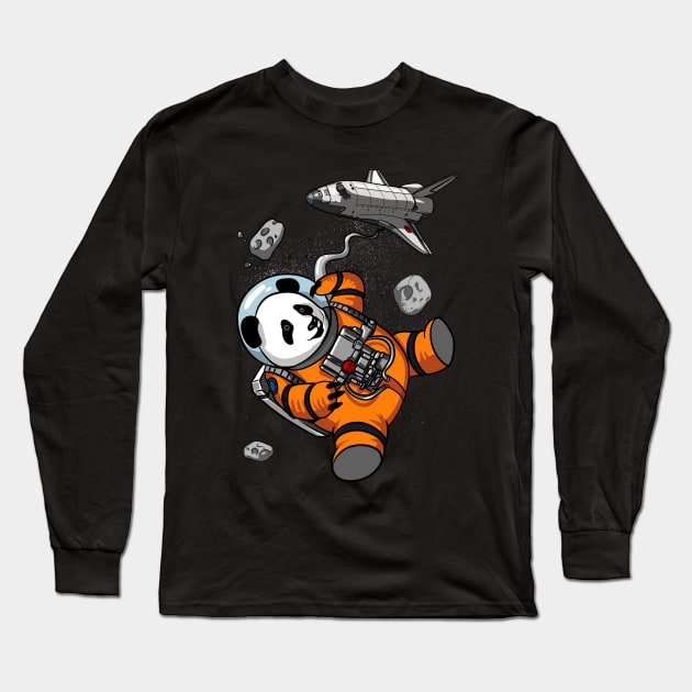 Panda Bear Space Astronaut Long Sleeve T-Shirt by underheaven